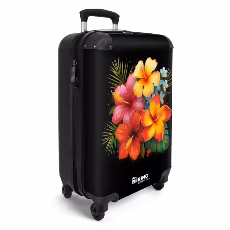 Tropische bloemen in street art stijl NBS - Handbagage koffer - Volwassenen Unisex middel -productfoto_3d
