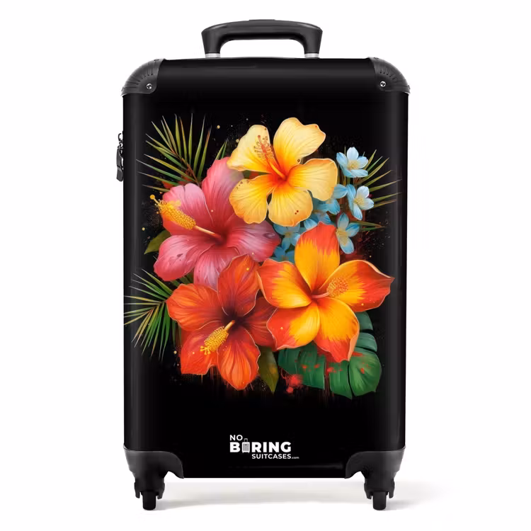 Tropische Bloemen in Street Art Stijl NBS - Handbagage koffer - Unisex middel -productfoto_recht