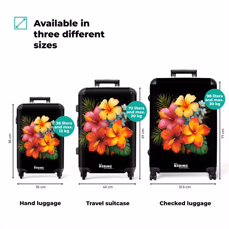 Tropische bloemen in street art stijl NBS - Handbagage koffer - Volwassenen Unisex middel zzzzzzVergelijking_3EN