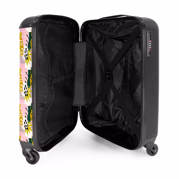 Tropische bladerpatroon NBS - Handbagage koffer - Volwassenen Unisex middel -binnenkant