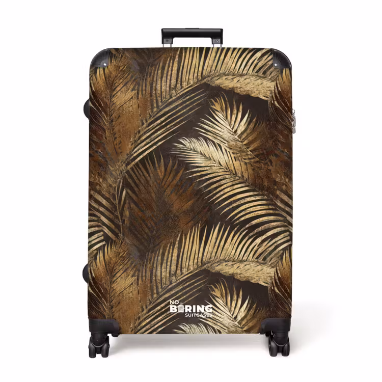 Tropisch - Bladeren - Goud NBS - Handbagage koffer - Volwassenen Unisex middel -productfoto_recht