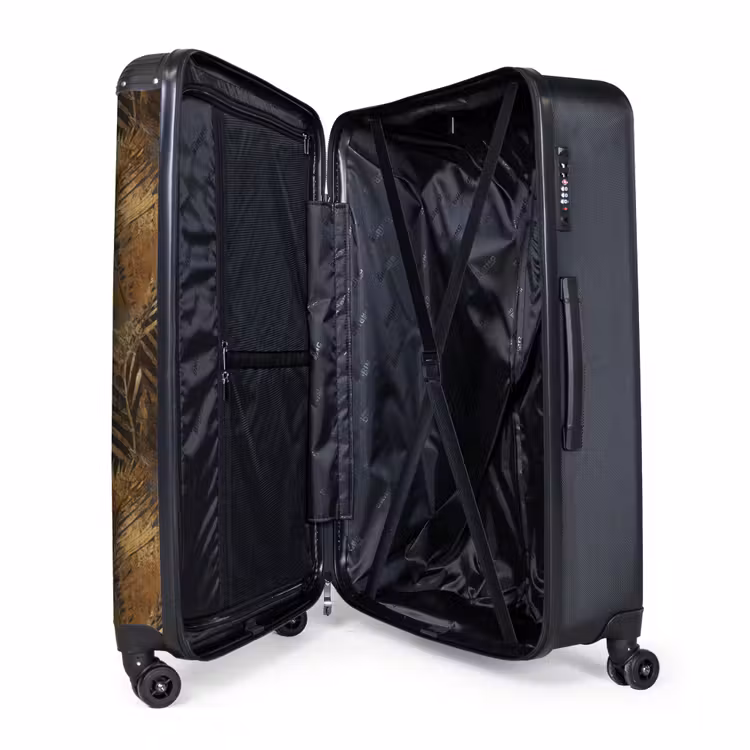 Tropisch - Bladeren - Goud NBS - Handbagage koffer - Volwassenen Unisex middel -wiel