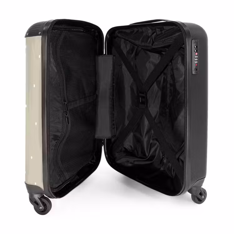 Eenhoorn omringd door stippen in neutrale kleuren NBS - Handbagage koffer - Volwassenen Unisex middel -binnenkant