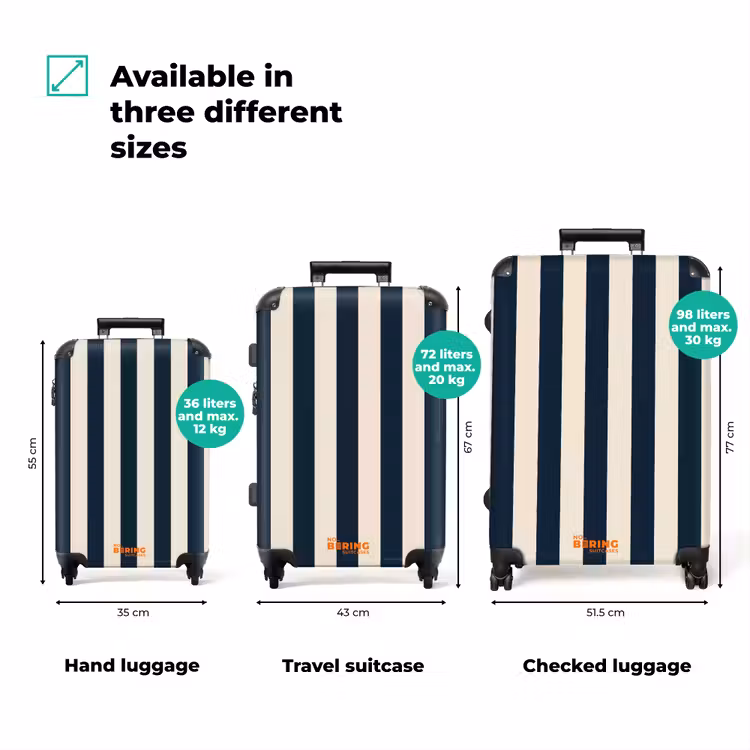 Verticale strepen - Blauw - Crème NBS - Handbagage koffer - Volwassenen Unisex middel zzzzzzVergelijking_3EN