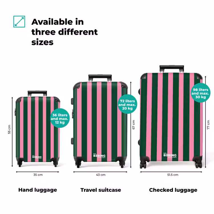 Verticale strepen - Groen - Roze NBS - Handbagage koffer - Volwassenen Unisex middel zzzzzzVergelijking_3EN