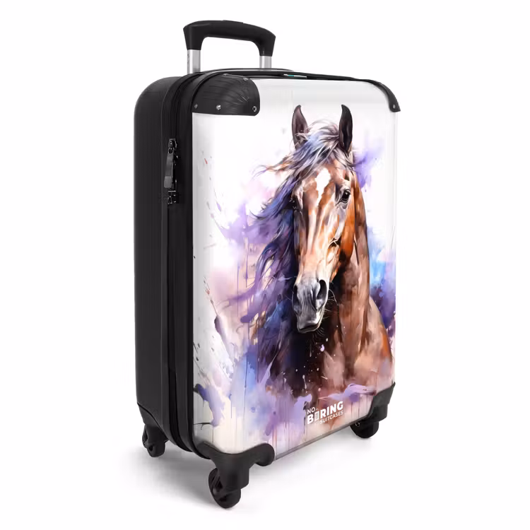Aquarel paard met kleurrijke spatten NBS - Handbagage koffer - Unisex middel -productfoto_3d