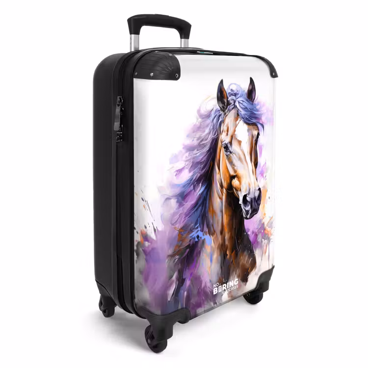 Aquarel paard met paarse manen NBS - Handbagage koffer - Unisex middel -productfoto_3d