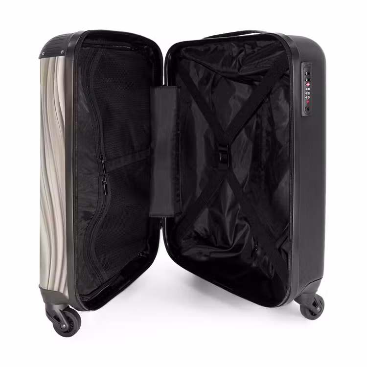 Golven - 3D - Crème NBS - Handbagage koffer - Volwassenen Unisex middel -binnenkant