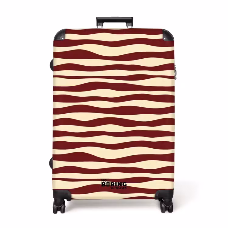 Golven - Rood - Patroon - Crème NBS - Handbagage koffer - Volwassenen Unisex middel -productfoto_recht