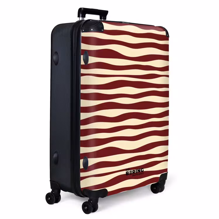 Golven - Rood - Patroon - Crème NBS - Handbagage koffer - Volwassenen Unisex middel -productfoto_3d