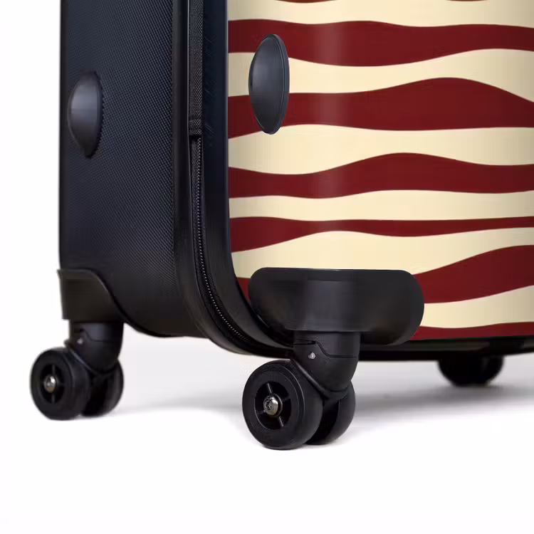 Golven - Rood - Patroon - Crème NBS - Handbagage koffer - Volwassenen Unisex middel -achterkant