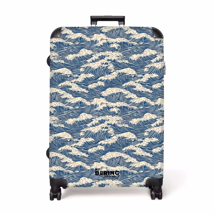 Golven - Ritmisch - Blauw NBS - Handbagage koffer - Volwassenen Unisex middel -productfoto_recht