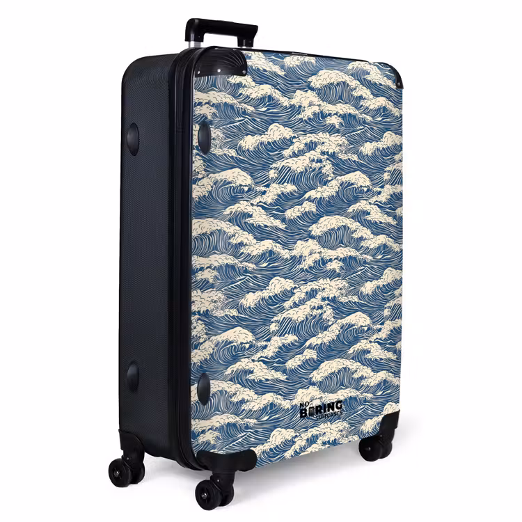Golven - Ritmisch - Blauw NBS - Handbagage koffer - Volwassenen Unisex middel -productfoto_3d