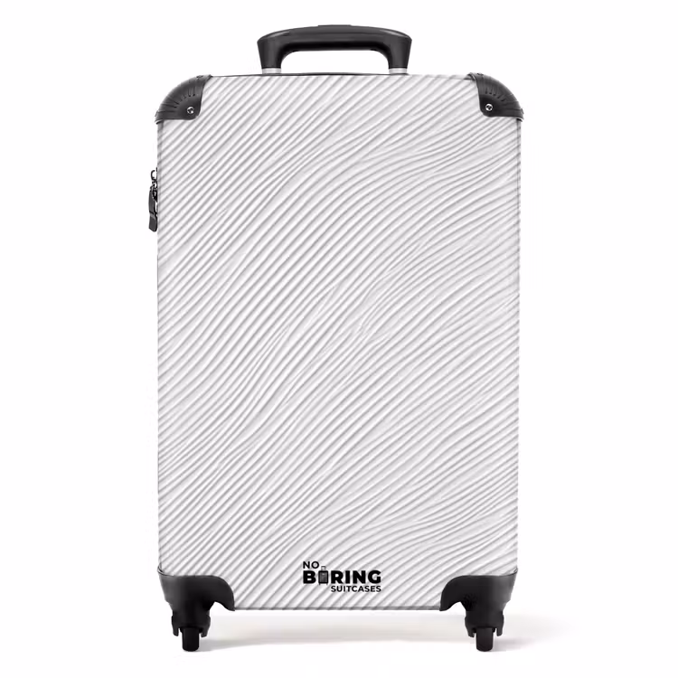 Golven - Ribbels - Wit NBS - Handbagage koffer - Volwassenen Unisex middel -productfoto_recht