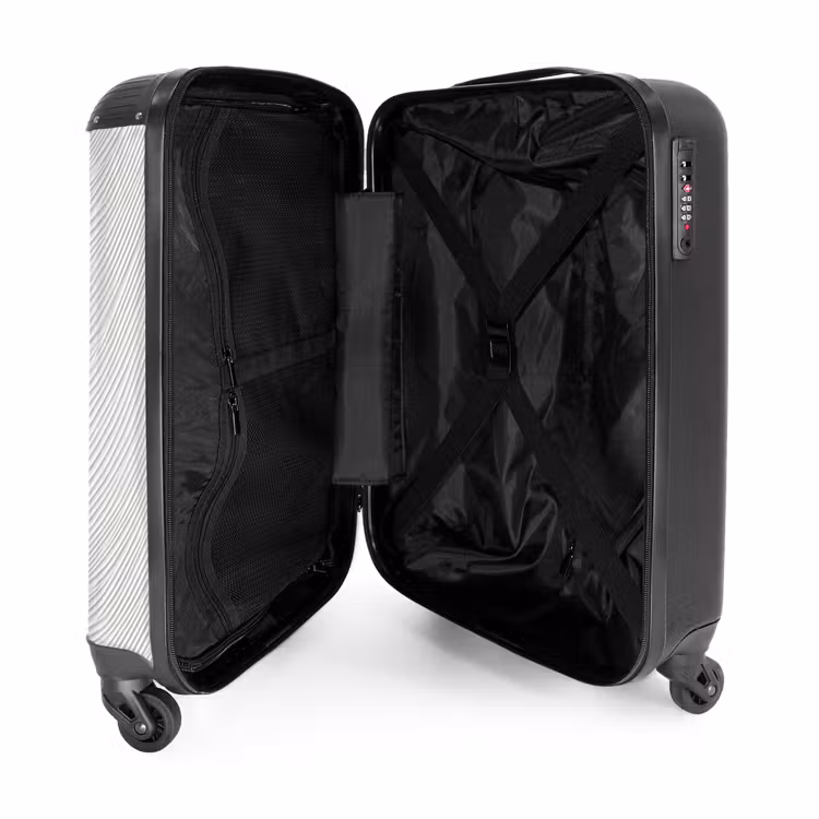 Golven - Ribbels - Wit NBS - Handbagage koffer - Volwassenen Unisex middel -binnenkant