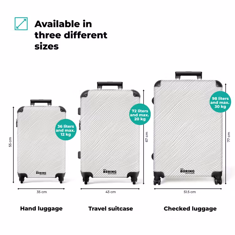 Golven - Ribbels - Wit NBS - Handbagage koffer - Volwassenen Unisex middel zzzzzzVergelijking_3EN