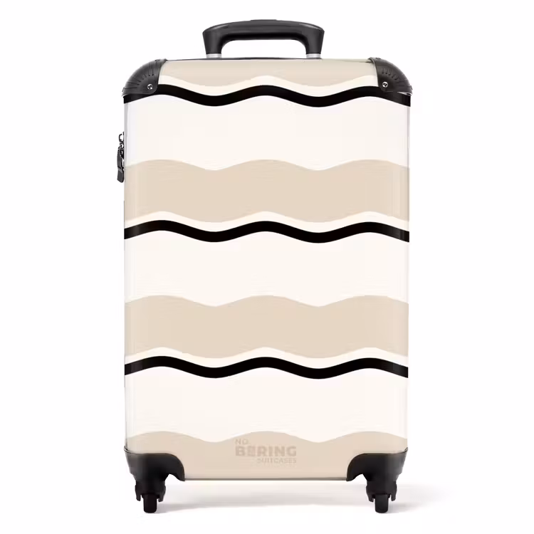 Golvende strepen in crème tinten NBS - Handbagage koffer - Unisex middel -productfoto_recht