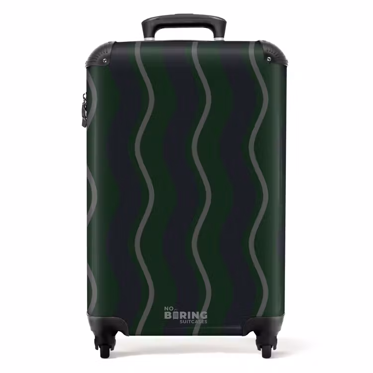 Golvende strepen in groen met grijs NBS - Handbagage koffer - Unisex middel -productfoto_recht