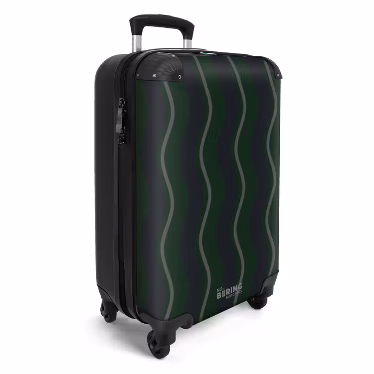 Golvende strepen in groen met grijs NBS - Handbagage koffer - Unisex middel -productfoto_3d