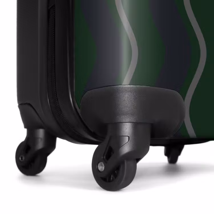 Golvende strepen in groen met grijs NBS - Handbagage koffer - Unisex middel -wiel