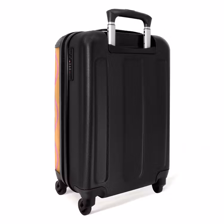 Golvende strepen in oranje en roze NBS - Handbagage koffer - Unisex middel -achterkant