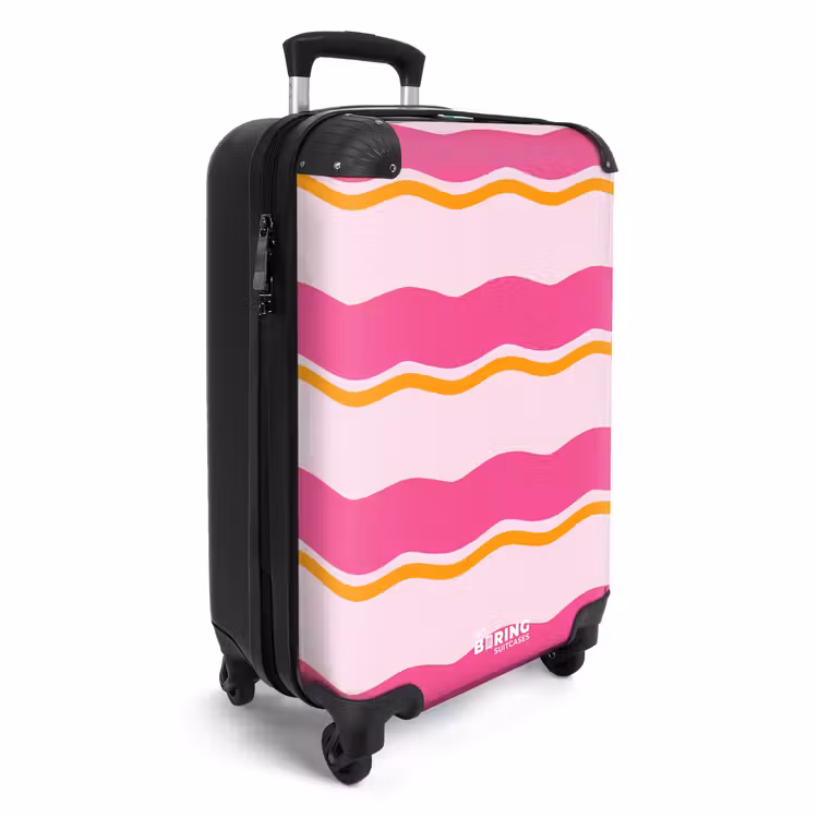 Golvende strepen in roze en oranje NBS - Handbagage koffer - Unisex middel -productfoto_3d