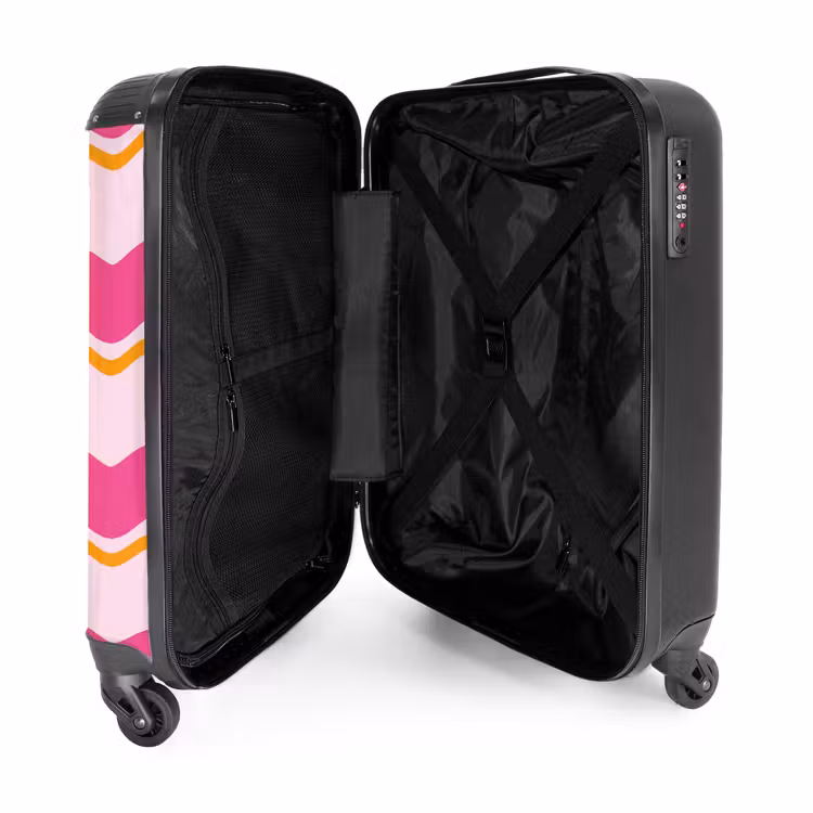 Golvende strepen in roze en oranje NBS - Handbagage koffer - Unisex middel -binnenkant