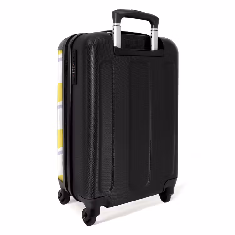 Golvende strepen in paars en geel NBS - Handbagage koffer - Unisex middel -achterkant