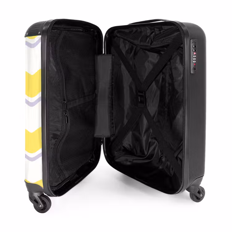 Golvende strepen in paars en geel NBS - Handbagage koffer - Unisex middel -binnenkant