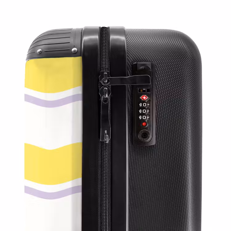 Golvende strepen in paars en geel NBS - Handbagage koffer - Unisex middel -slot