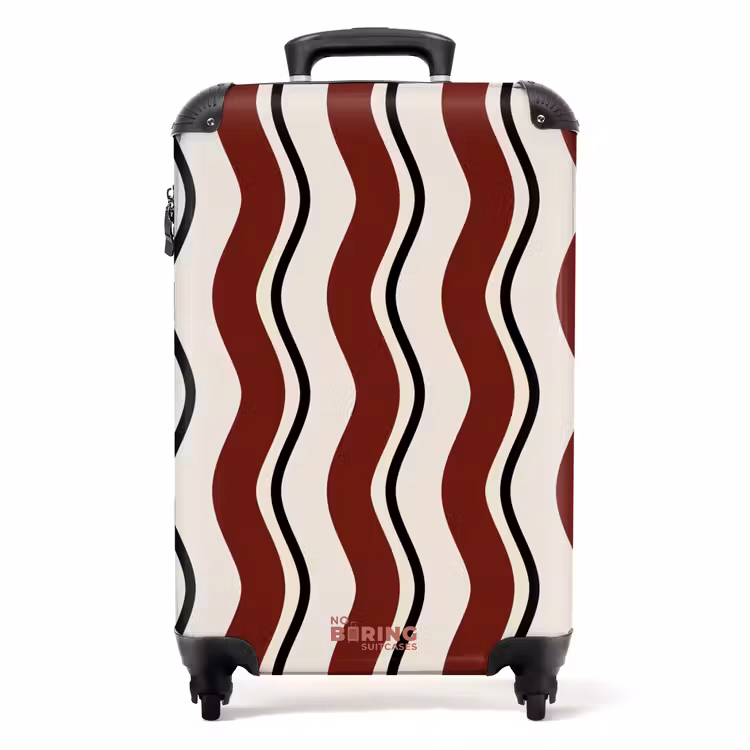 Golvende strepen in rood NBS - Handbagage koffer - Unisex middel -productfoto_recht