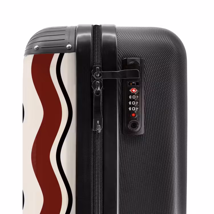 Golvende strepen in rood NBS - Handbagage koffer - Unisex middel -slot
