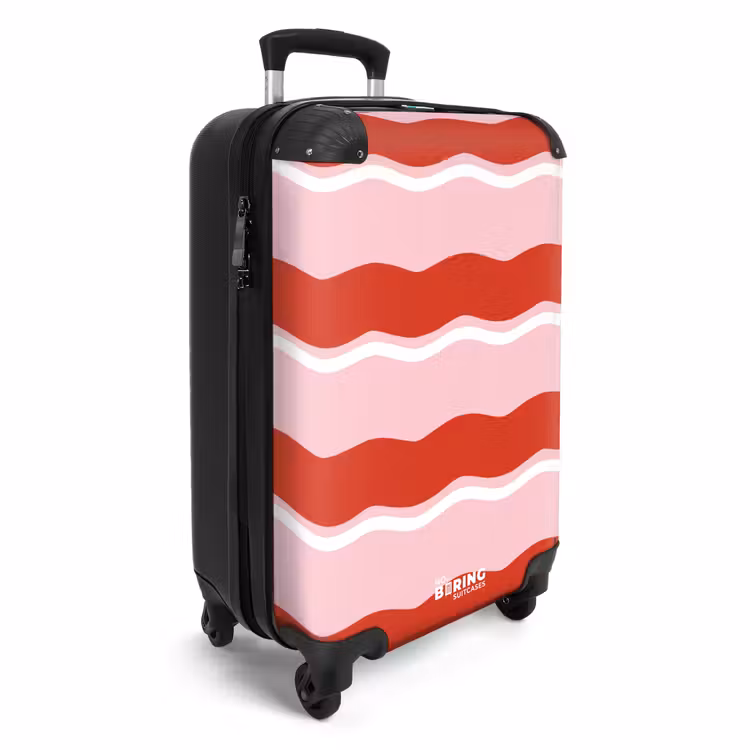 Golvende strepen in rood en roze NBS - Handbagage koffer - Unisex middel -productfoto_3d