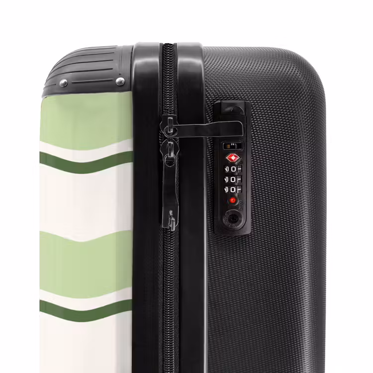 Golvende strepen in groene tinten NBS - Handbagage koffer - Unisex middel -slot