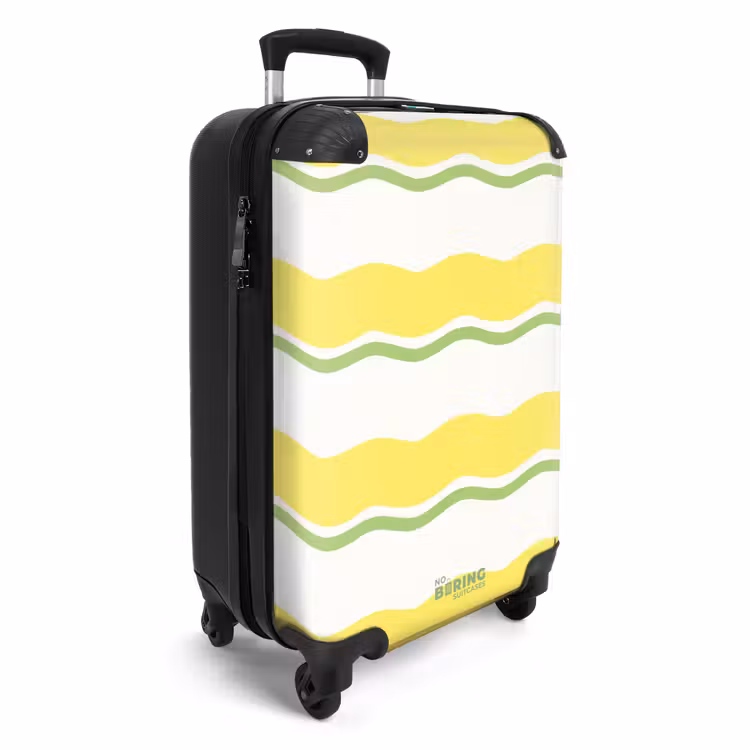 Golvende strepen in geel met groen NBS - Handbagage koffer - Unisex middel -productfoto_3d
