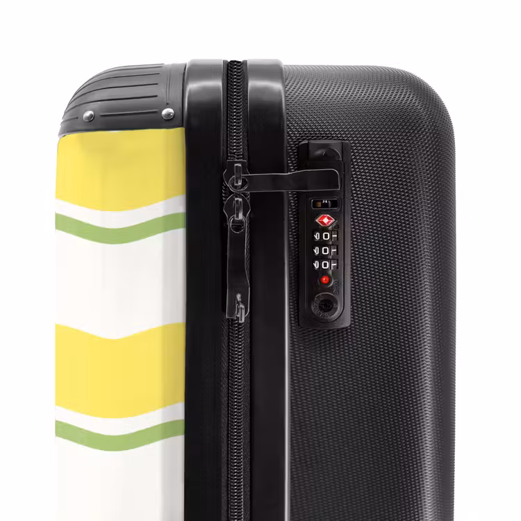 Golvende strepen in geel met groen NBS - Handbagage koffer - Unisex middel -slot