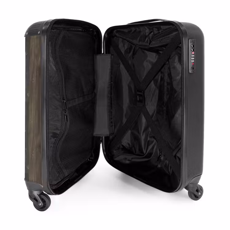Verweerd hout in groene tint met verticale structuur NBS - Handbagage koffer - Volwassenen Unisex middel -binnenkant