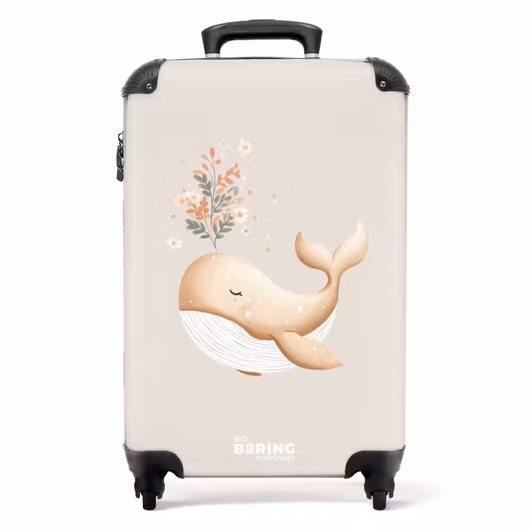 Walvis in pastel beige kleuren NBS - Handbagage koffer - Volwassenen Unisex middel -productfoto_recht