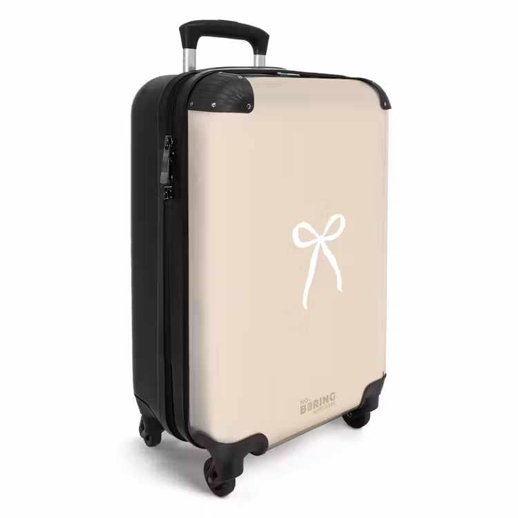 Witte strik op beige achtergrond NBS - Handbagage koffer - Unisex middel -productfoto_3d