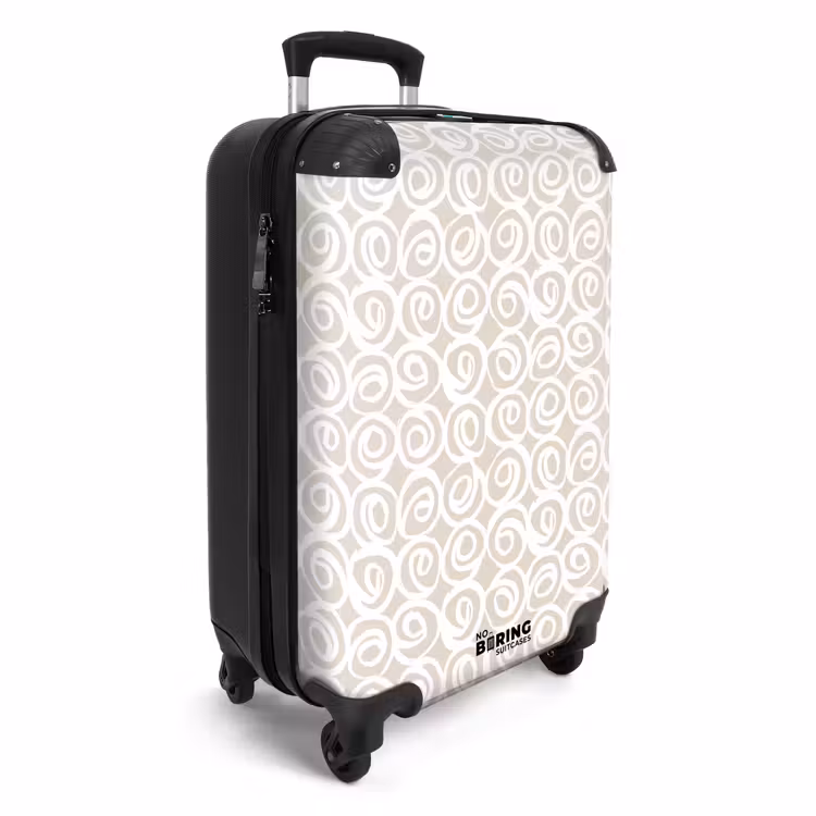 Witte krullen op taupe achtergrond NBS - Handbagage koffer - Volwassenen Unisex middel -productfoto_3d