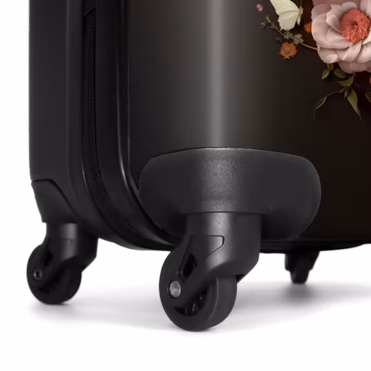 Wit paardenhoofd tussen kleurrijke bloemenkrans NBS - Handbagage koffer - Unisex middel -wiel