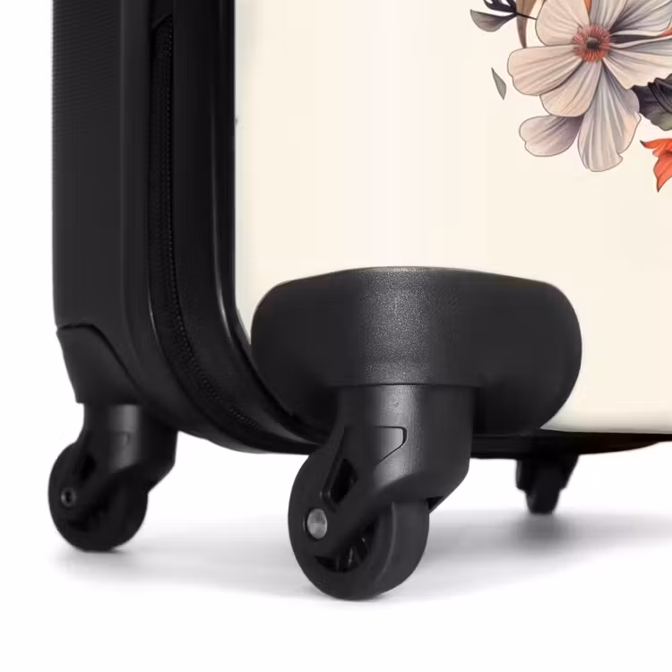 Wit paardenhoofd omringd door bloemen en vlinders NBS - Handbagage koffer - Unisex middel -wiel