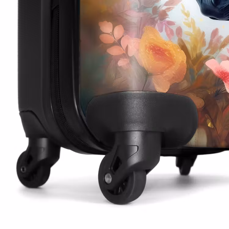 Wit paard omringd door bloemen NBS - Handbagage koffer - Unisex middel -wiel