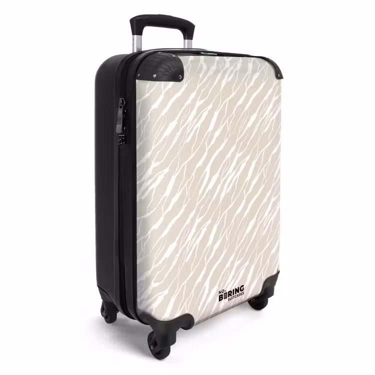 Witte lijnen over beige achtergrond NBS - Handbagage koffer - Volwassenen Unisex middel -productfoto_3d