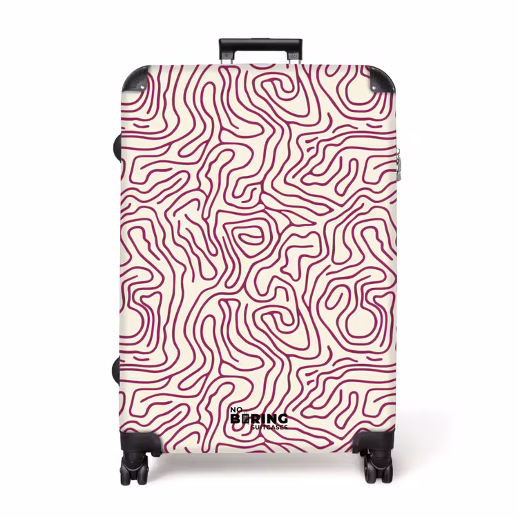 Kronkelende lijn - Magenta - Crème NBS - Handbagage koffer - Volwassenen Unisex middel -productfoto_recht