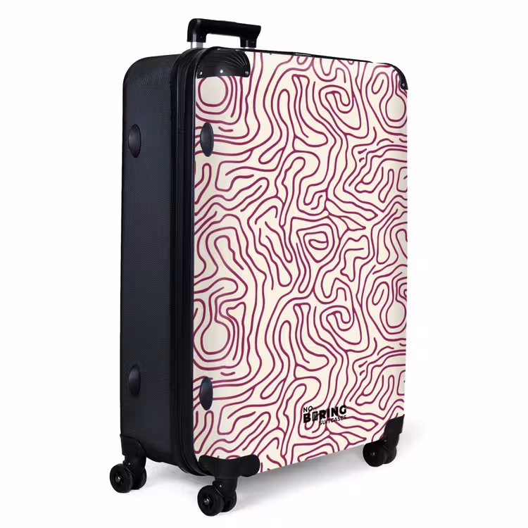 Kronkelende lijn - Magenta - Crème NBS - Handbagage koffer - Volwassenen Unisex middel -productfoto_3d
