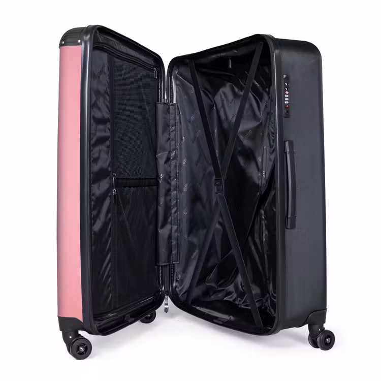 Vrouw - Roze - Parelketting - Krulspelden NBS - Handbagage koffer - Volwassenen Unisex middel -wiel