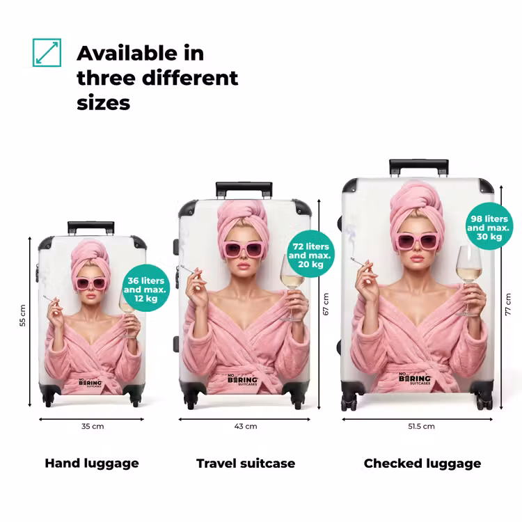 Vrouw - Roze - Wijn - Zonnebril NBS - Handbagage koffer - Volwassenen Unisex middel zzzzzzVergelijking_3EN