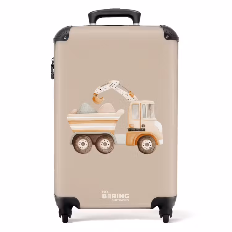 Gele kiepwagen in neutrale kleuren NBS - Handbagage koffer - Volwassenen Unisex middel -productfoto_recht