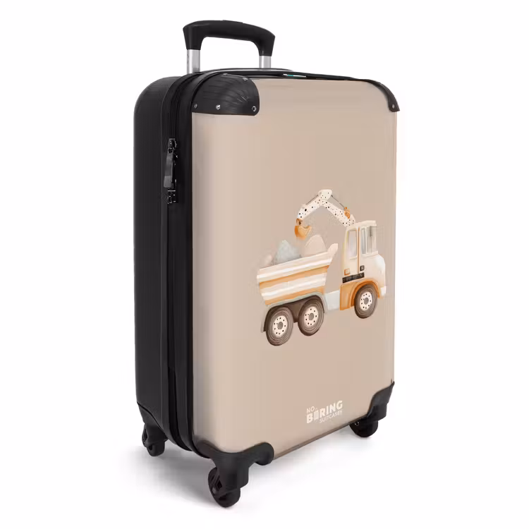 Gele kiepwagen in neutrale kleuren NBS - Handbagage koffer - Volwassenen Unisex middel -productfoto_3d